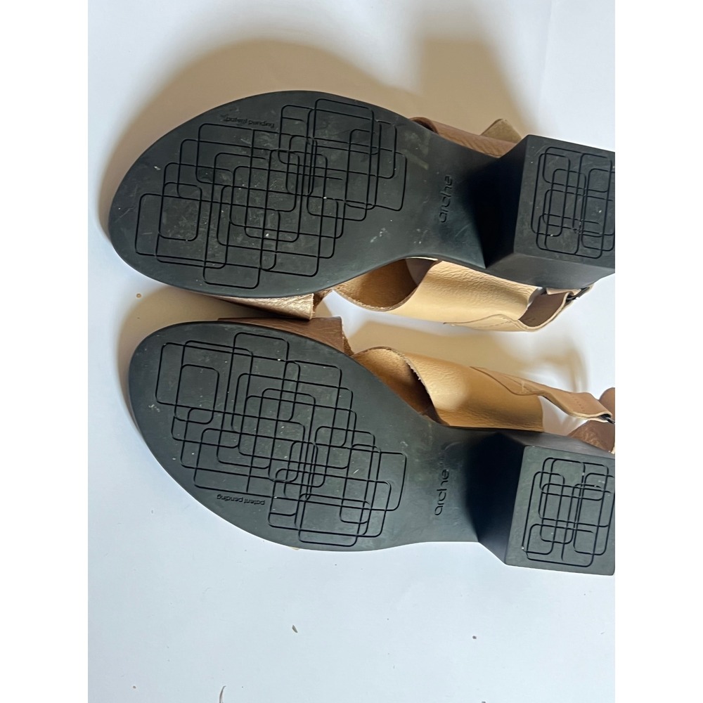 Arche Metallic Gold Leather Crossover Sandals Block Heel Slingback Size 9.5 / 41 - Picture 9 of 10